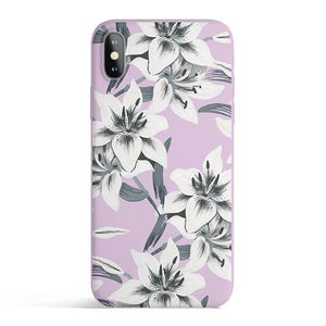 Watercolor Lilies - Colored Candy Matte TPU iPhone Case Cover